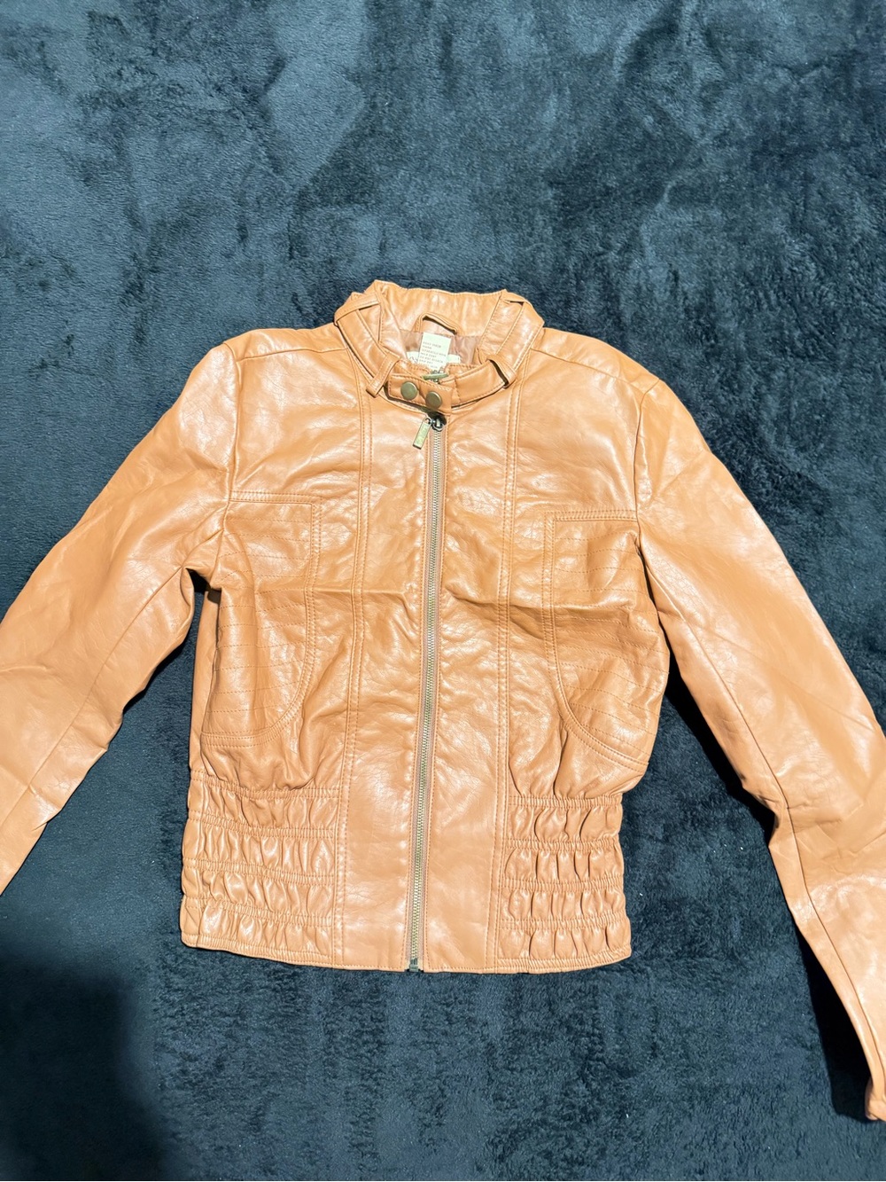 Paris Blues Kids Tan Faux-Leather Bomber Jacket